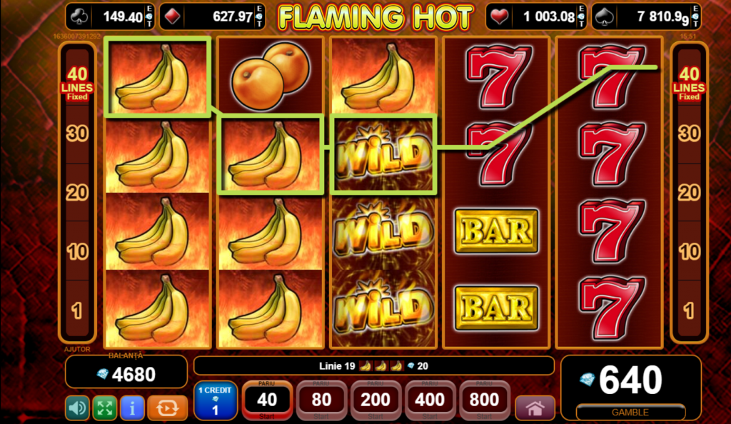 Slot Flaming Hot de la EGT cu 7777