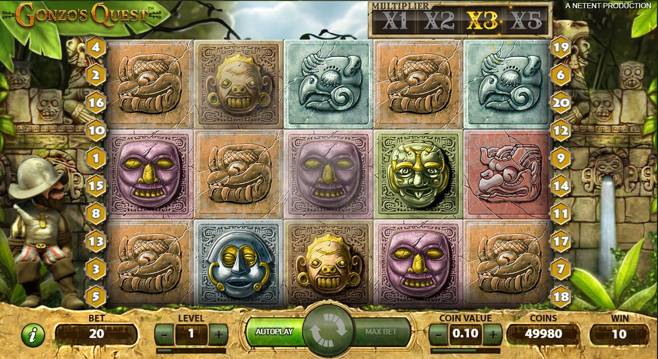 Imagini cu slotul Gonzo's Quests