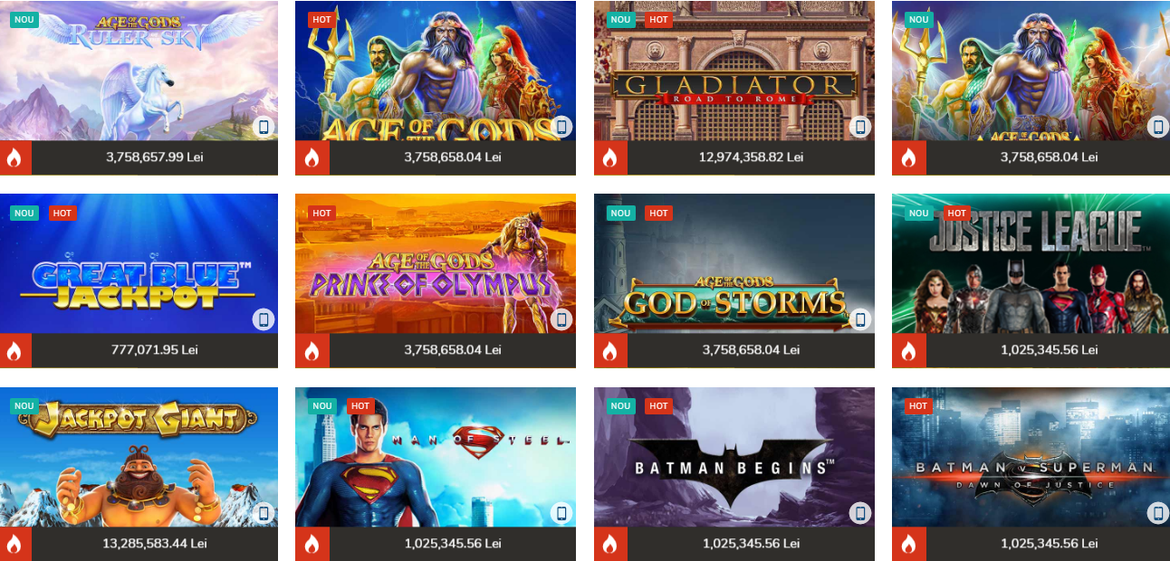 Selecție de sloturi cu jackpot-uri progresive